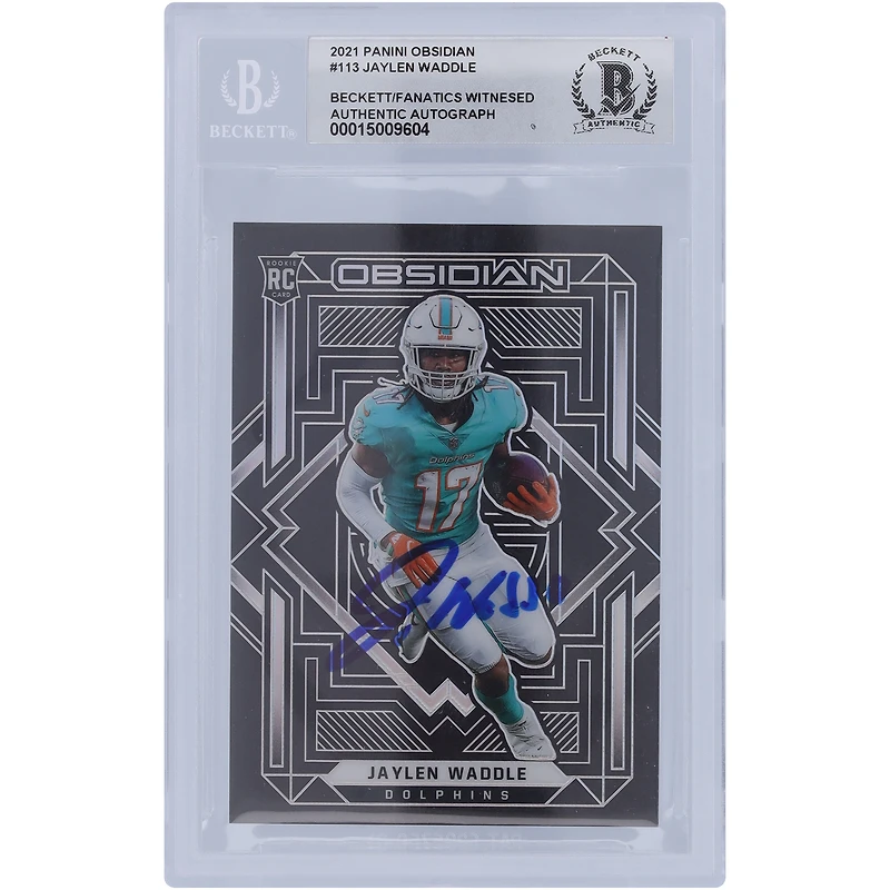 Jaylen Waddle Miami Dolphins Autographed 2021 Panini Obsidian #113 Beckett Fanatics Witnessed Authenticated 10 Rookie Card