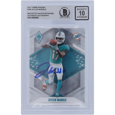 Jaylen Waddle Miami Dolphins Autographed 2021 Panini Phoenix #106 Beckett Fanatics Witnessed Authenticated 10 Rookie Card