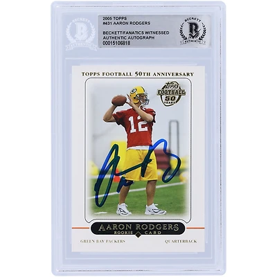 Aaron Rodgers Green Bay Packers Autographed 2005 Topps #431 Beckett Fanatics Witnessed Authenticated Rookie Card