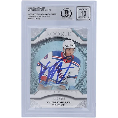 K'Andre Miller New York Rangers Autographed 2020-21 Upper Deck Artifacts #RED200 #543/999 Beckett Fanatics Witnessed Authenticated 10 Rookie Card
