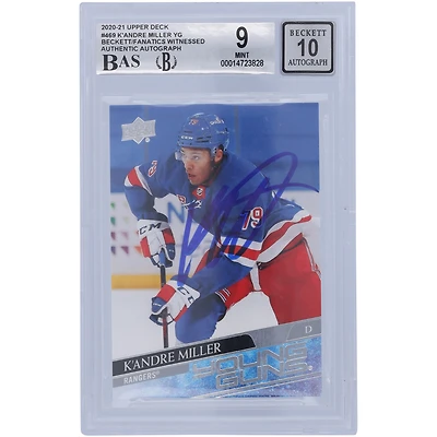 K'Andre Miller New York Rangers Autographed 2020-21 Upper Deck Young Guns #469 Beckett Fanatics Witnessed Authenticated / Rookie Card