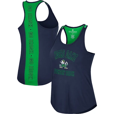 Women's Colosseum Navy Notre Dame Fighting Irish 10 Days Racerback Scoop Neck Tank Top