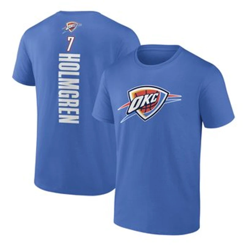 Men's Chet Holmgren Blue Oklahoma City Thunder Playmaker Team Name & Number T-Shirt