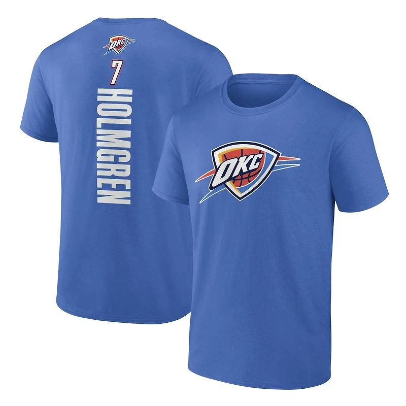 Men's Chet Holmgren Blue Oklahoma City Thunder Playmaker Team Name & Number T-Shirt