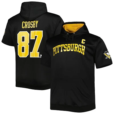 Men's Fanatics Sidney Crosby Black Pittsburgh Penguins Big & Tall Captain Patch Name & Number Pullover Hoodie