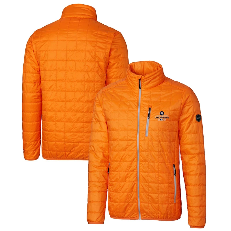 Men's Cutter & Buck Orange Houston Astros 2022 World Series Champions Big & Tall Rainier PrimaLoft Eco Insulated Full-Zip Puffer Jacket
