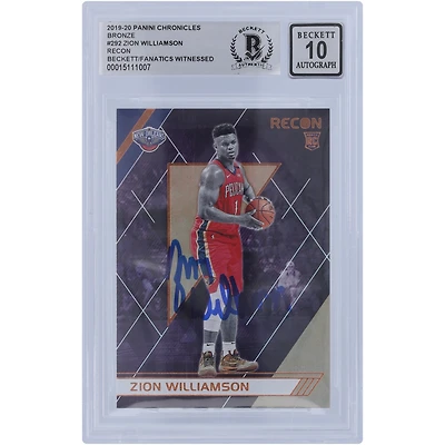 Zion Williamson New Orleans Pelicans Autographed 2019-20 Panini Chronicles Recon Bronze Variation #292 Beckett Fanatics Witnessed Authenticated 10 Rookie Card