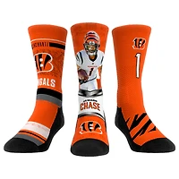 Youth Rock Em Socks Ja'Marr Chase Cincinnati Bengals Three-Pack Crew Socks Set
