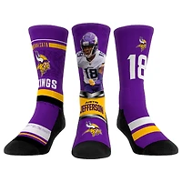 Youth Rock Em Socks Justin Jefferson Minnesota Vikings Three-Pack Crew Socks Set