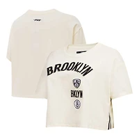 Women's Pro Standard Cream Brooklyn Nets Retro Classic Cropped Boxy T-Shirt