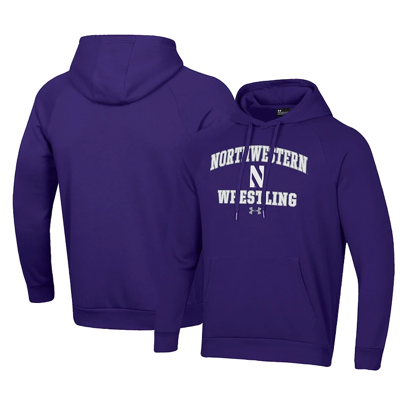 Men's Under Armour Purple Northwestern Wildcats Wrestling Arch Over Pullover Hoodie