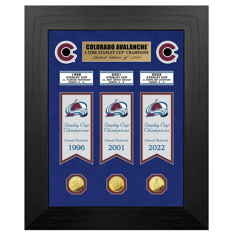Highland Mint Colorado Avalanche 18'' x 22'' Three-Time Stanley Cup Champions Deluxe Collection Photo Mint