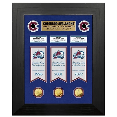 Highland Mint Colorado Avalanche 18'' x 22'' Three-Time Stanley Cup Champions Deluxe Collection Photo Mint