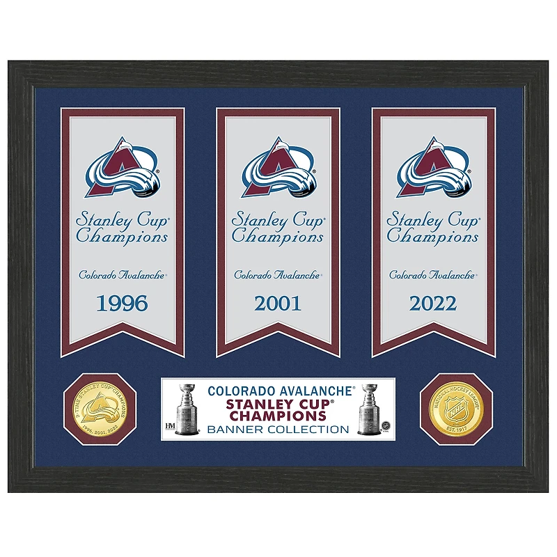 Highland Mint Colorado Avalanche 12'' x 15'' Three-Time Stanley Cup Champion Banner Collection Photo Mint