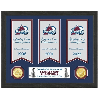 Highland Mint Colorado Avalanche 12'' x 15'' Three-Time Stanley Cup Champion Banner Collection Photo Mint