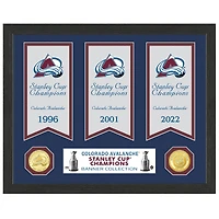 Highland Mint Colorado Avalanche 12'' x 15'' Three-Time Stanley Cup Champion Banner Collection Photo Mint