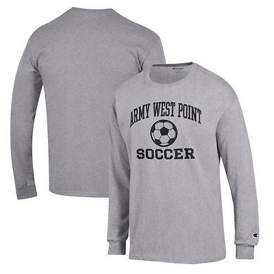 Men's Champion Gray Army Black Knights Soccer Icon Long Sleeve T-Shirt