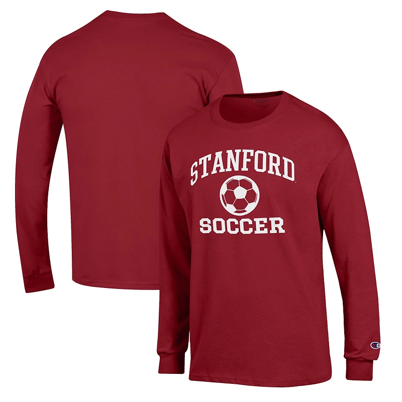 Men's Champion Cardinal Stanford Cardinal Soccer Icon Long Sleeve T-Shirt