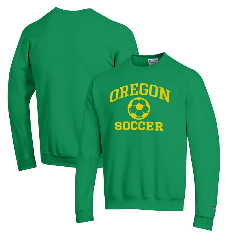 Men's Champion Green Oregon Ducks Soccer Icon Powerblend Pullover Sweatshirt