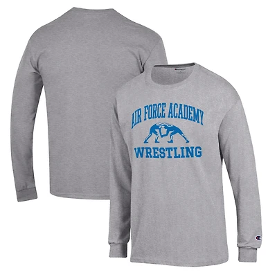 Men's Champion Gray Air Force Falcons Wrestling Icon Long Sleeve T-Shirt