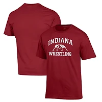 Men's Champion Crimson Indiana Hoosiers Wrestling Icon T-Shirt