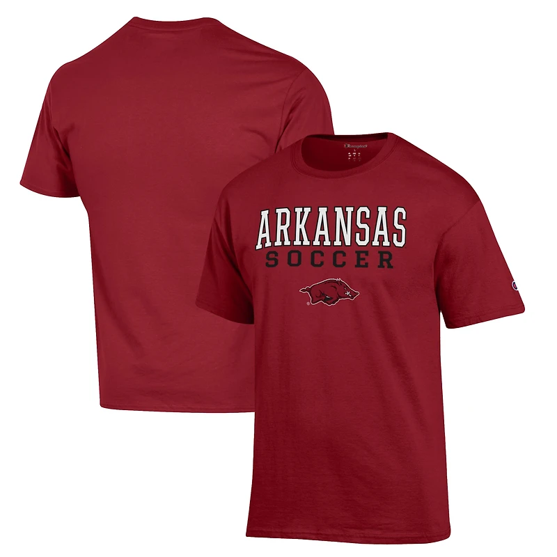 Men's Champion Cardinal Arkansas Razorbacks Soccer Stack Logo T-Shirt