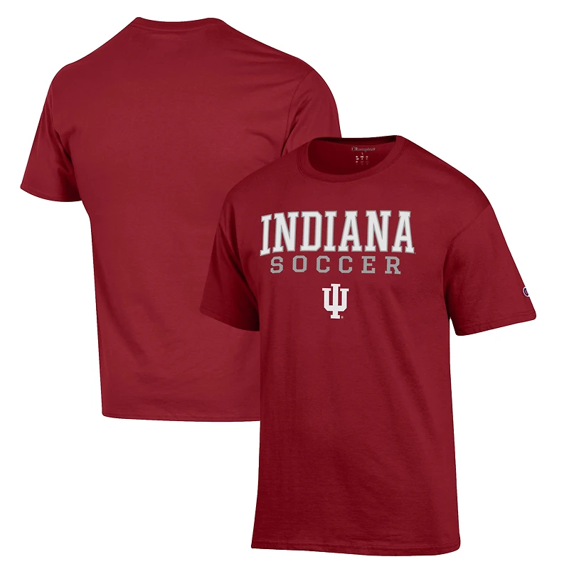 Men's Champion Crimson Indiana Hoosiers Soccer Stack Logo T-Shirt