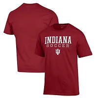 Men's Champion Crimson Indiana Hoosiers Soccer Stack Logo T-Shirt