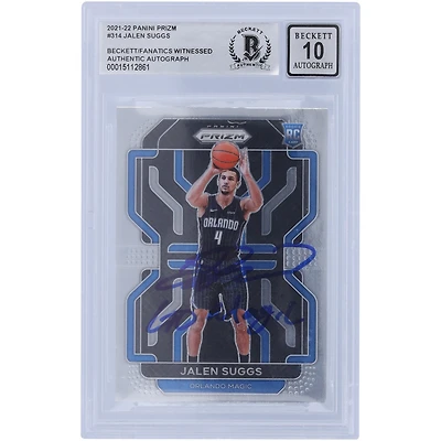 Jalen Suggs Orlando Magic Autographed 2021-22 Panini Prizm #314 Beckett Fanatics Witnessed Authenticated Rookie Card with "Go Magic" Inscription