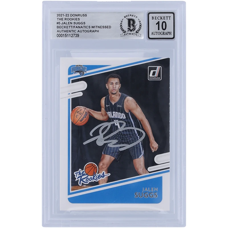 Jalen Suggs Orlando Magic Autographed 2021-22 Panini Donruss The Rookies #5 Beckett Fanatics Witnessed Authenticated Rookie Card