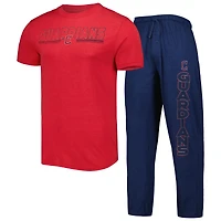 Men's Concepts Sport Navy/Red Cleveland Guardians Meter Top and Pants Sleep Set