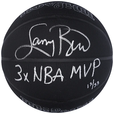 Larry Bird Boston Celtics Autographed Wilson 75th Anniversary Logo Black Basketball with "3X NBA MVP" Inscription - Limited Edition of 33