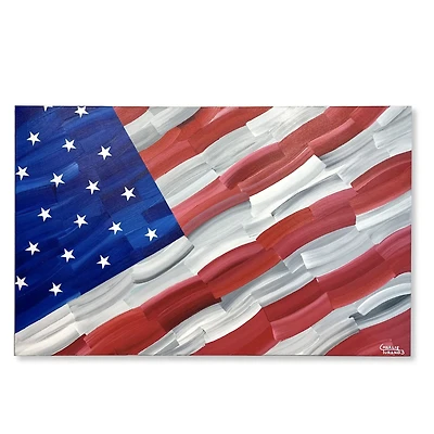 United States of America Unsigned 30" x 48" Stretched Original Canvas Flag Art - Hand Painted by Artist Charlie Turano III - Limited Edition 1 of 1
