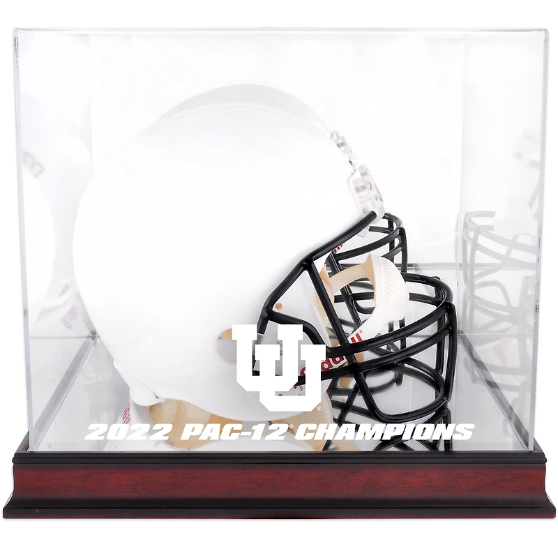 Utah Utes 2022 PAC-12 Football Conference Champions Mahogany Helmet Logo Display Case