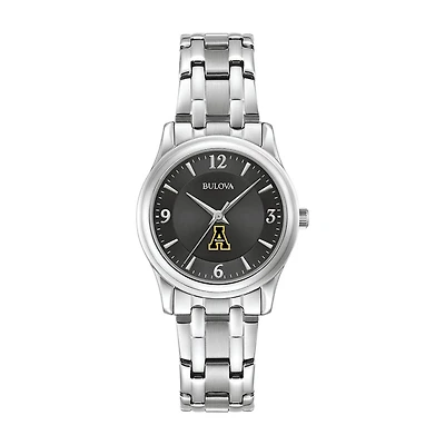 Women's Bulova Black Appalachian State Mountaineers Stainless Steel Corporate Collection Watch