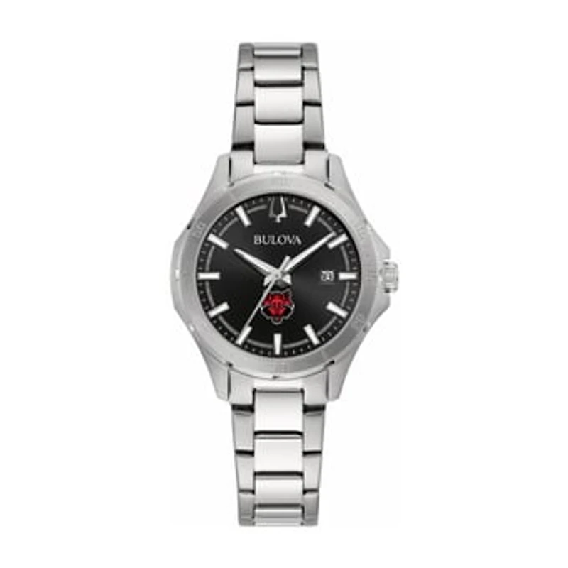 Women's Bulova Black Arkansas State Red Wolves Stainless Steel Classic Sport Watch