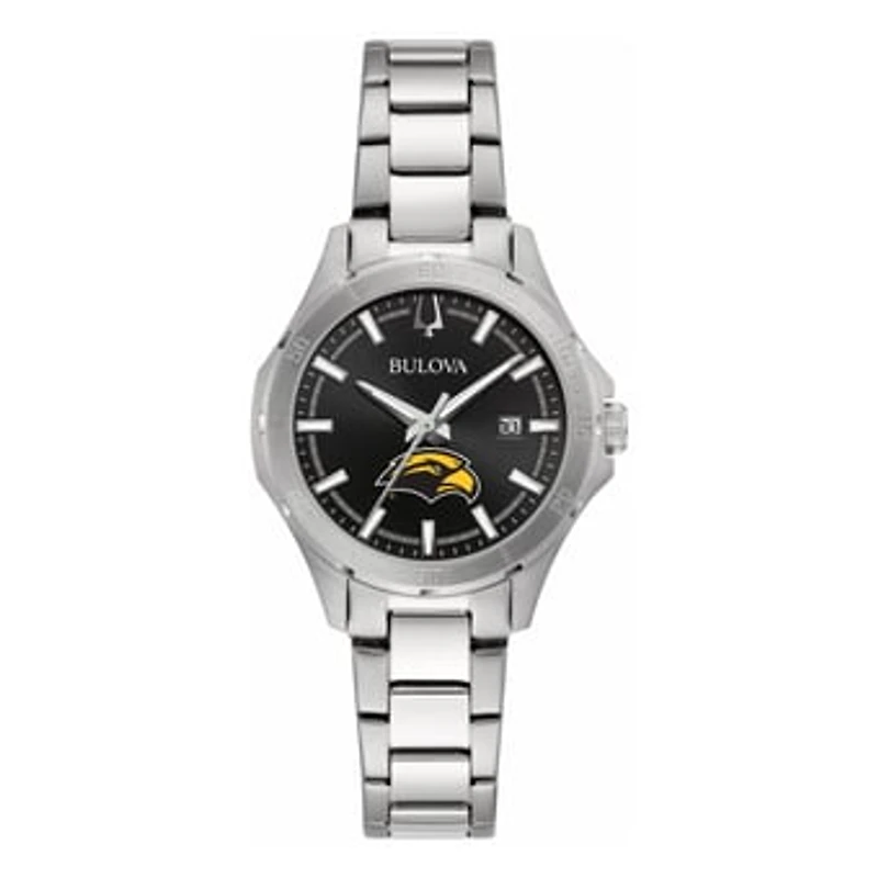 Women's Bulova Black Southern Miss Golden Eagles Stainless Steel Classic Sport Watch