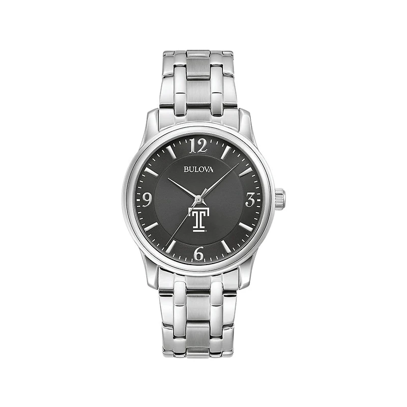 Bulova Black Temple Owls Stainless Steel Corporate Collection Watch