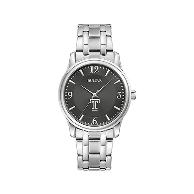 Bulova Black Temple Owls Stainless Steel Corporate Collection Watch
