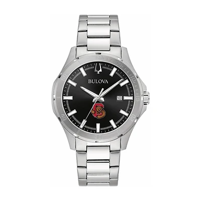 Bulova Black Cornell Big Red Stainless Steel Sport Classic Watch