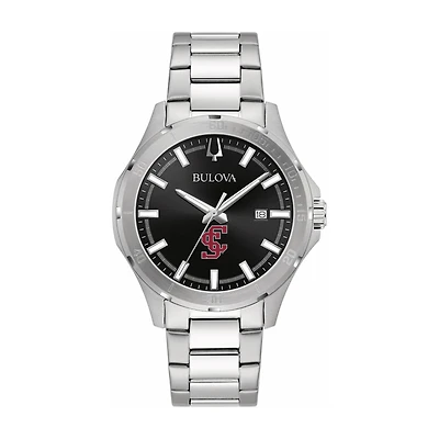 Bulova Black Santa Clara Broncos Stainless Steel Sport Classic Watch
