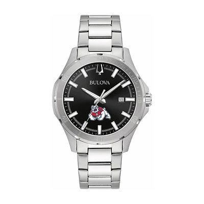 Bulova Black Fresno State Bulldogs Stainless Steel Sport Classic Watch