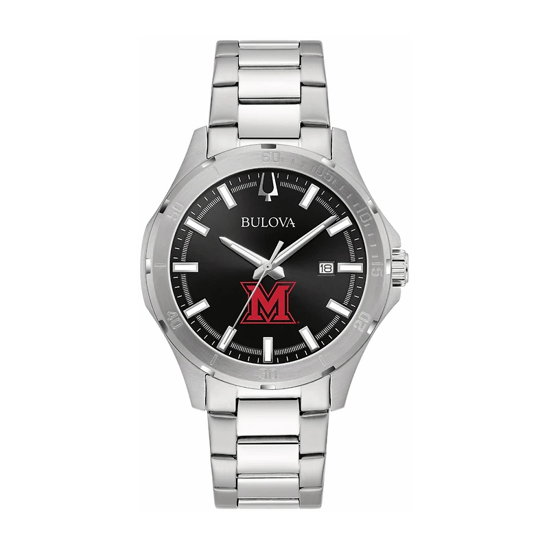 Bulova Black Miami University RedHawks Stainless Steel Sport Classic Watch