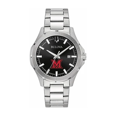 Bulova Black Miami University RedHawks Stainless Steel Sport Classic Watch