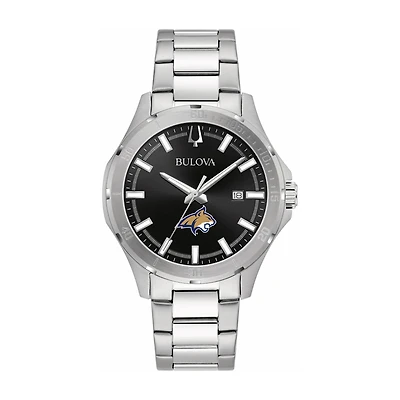 Bulova Black Montana State Bobcats Stainless Steel Sport Classic Watch