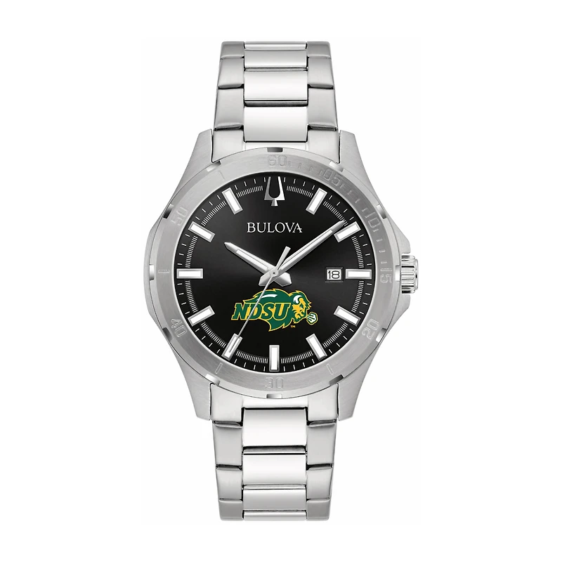 Bulova Black NDSU Bison Stainless Steel Sport Classic Watch