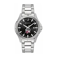 Bulova Black Southern Illinois Salukis Stainless Steel Sport Classic Watch