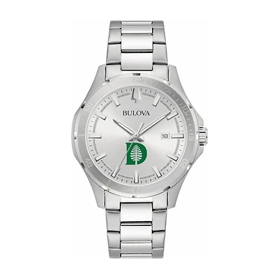 Bulova Silver Dartmouth Big Green Stainless Steel Classic Sport Watch