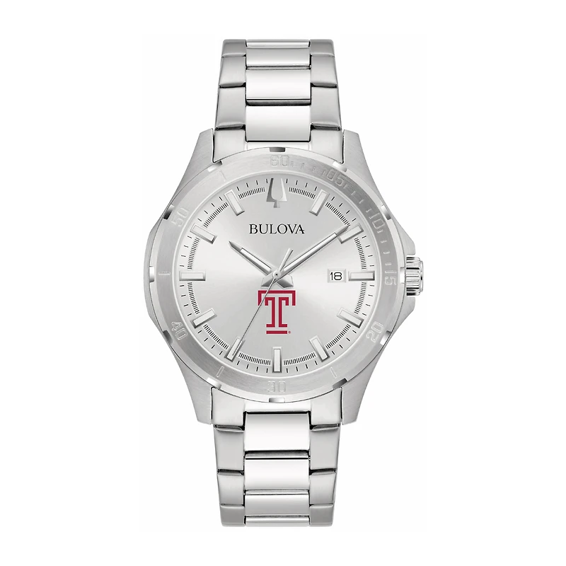 Bulova Silver Temple Owls Stainless Steel Classic Sport Watch