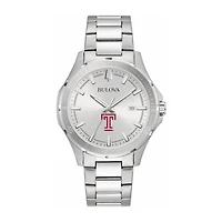 Bulova Silver Temple Owls Stainless Steel Classic Sport Watch
